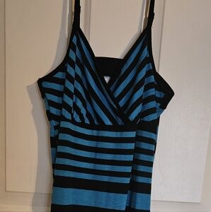 No Boundaries Black and Blue Striped Maxi Skirt